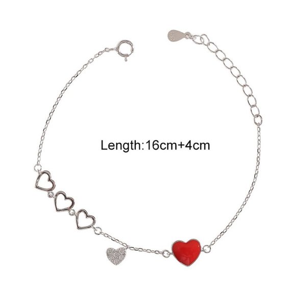 NEW 925 Sterling Silver Diamond Heart Bracelet - Picture 8 of 8
